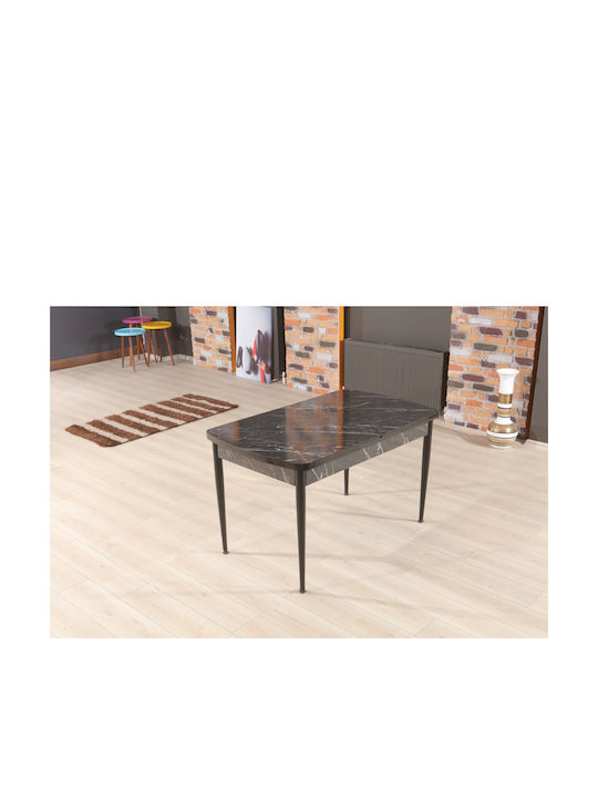Flywood Tisch Küche Ausziehbar aus Massivholz & Metall Schwarz 130(+40)x80x75cm