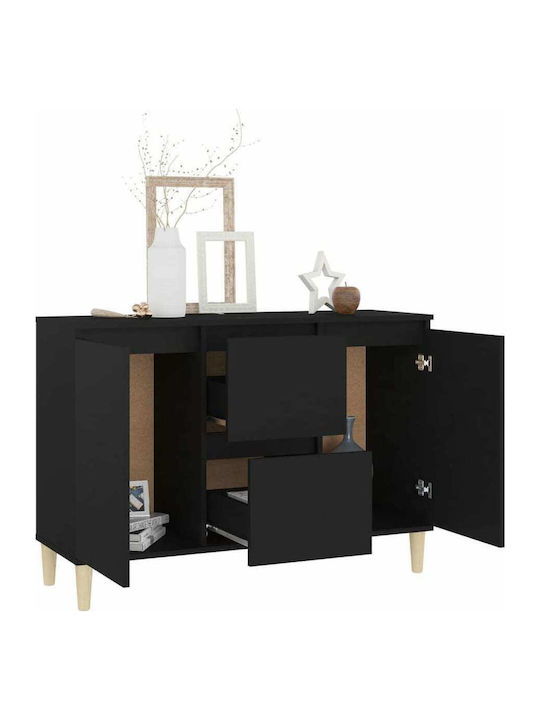 Wooden Buffet with Drawers Μαύρο L103.5xW35xH70cm