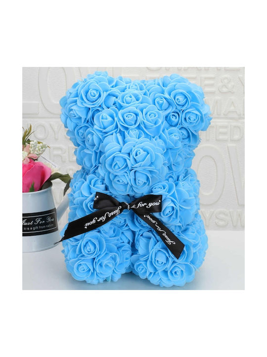 Dorosimo Bear of Artificial Roses Blue 25cm in Box 10801