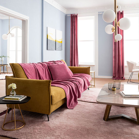 Gofis Home Valley Ριχτάρι Πολυθρόνας Βελουτέ 180x180εκ. Funky Pink 421/23