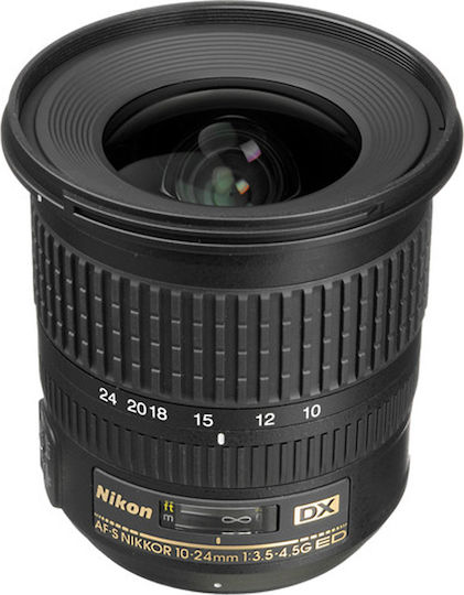 Nikon Crop Φωτογραφικός Φακός AF-S DX Nikkor 10-24mm f/3.5-4.5G ED Wide Angle Zoom για Nikon F Mount Μαύρος