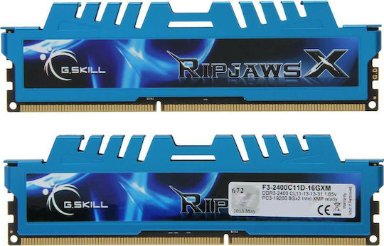 G.Skill RipjawsX 16GB DDR3 RAM mit 2 Modulen (2x8GB) und Geschwindigkeit 2400 für Schreibtisch