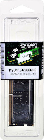 Patriot Signature DDR4 με Module 1x16GB και Ταχύτητα 2666 για Laptop