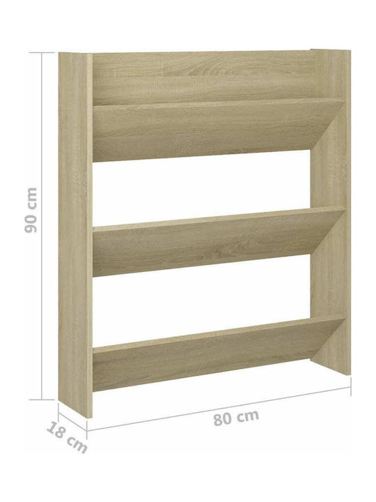 Suport pentru pantofi cu 3 Rafturi Stejar Sonoma L80xW18xH90cm