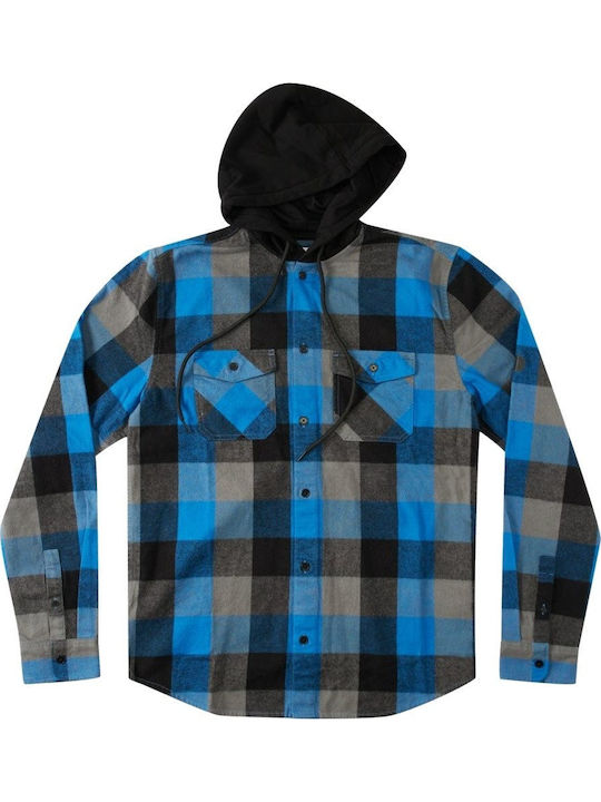 Ruckus Дълъг Ръкав Фланелена Overshirt Каре Тъмносиня