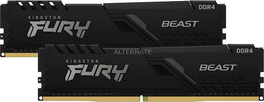 Kingston ddr4 16gb (8gb×2) 2666MHz Kingston Fury Beast 16GB DDR4 RAM cu 2 module (2x8GB) și Viteză