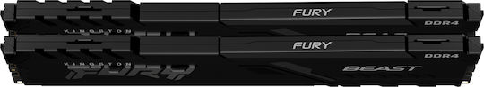 Kingston Fury Beast DDR4 16GB RAM με 2x8GB Modules και Ταχύτητα 3600 για Desktop