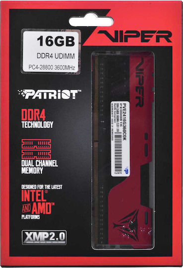 Patriot Viper Elite ΙΙ DDR4 16GB RAM με 2x8GB Modules και Ταχύτητα 3600 για Desktop