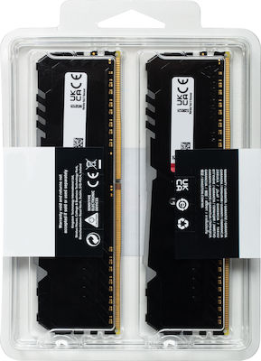 Kingston Fury Beast RGB 16GB DDR4 RAM με 2 Modules (2x8GB) και Ταχύτητα 3600 για Desktop
