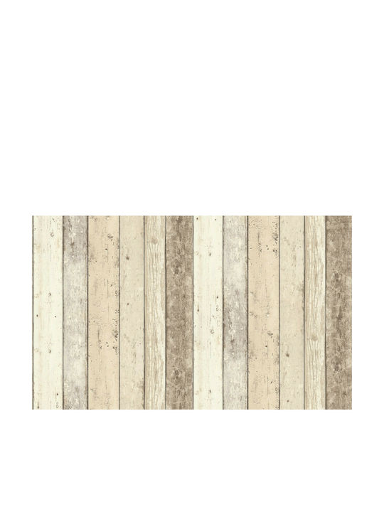Ταπετσαρία Τοίχου Wood Stone Βινυλίου Μπεζ 1000x53cm Πλενόμενη