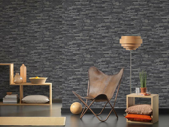 Ταπετσαρία Τοίχου Wood Stone Βινυλίου Γκρι 1000x53cm Πλενόμενη Ταπετσαρία Τοίχου Wood Stone Βινυλίου Γκρι 1000x53cm Πλενόμενη