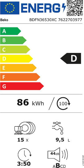 Beko Freistehender Geschirrspüler für 15 Gedecke B60xH85cm Inox