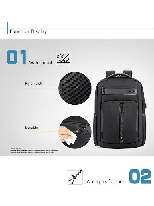 Arctic Hunter B00121C Водоустойчива Раница За Лаптоп 15.6" С USB Порт В Черен Цвят