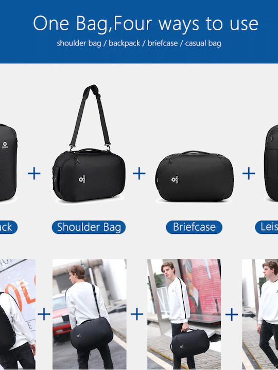 Ozuko Αδιάβροχη Τσάντα Πλάτης για Laptop 15.6" σε Γκρι χρώμα 9216