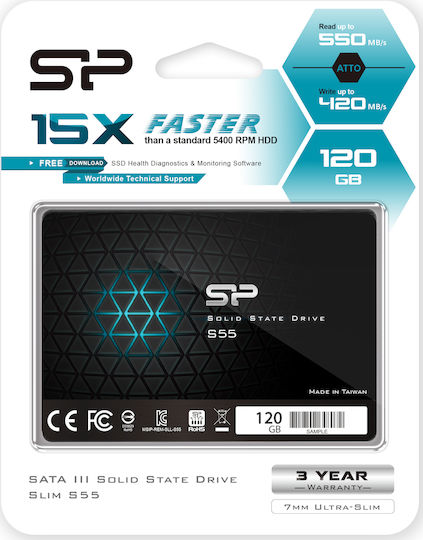 Silicon Power Slim S55 SSD 120GB 2.5'' Type With SATA III Connection SP120GBSS3S55S25