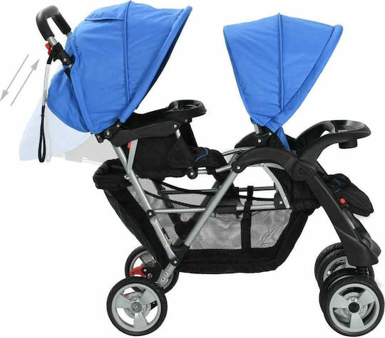 vidaXL Double Stroller Suitable from 6+ Months Blue & Black