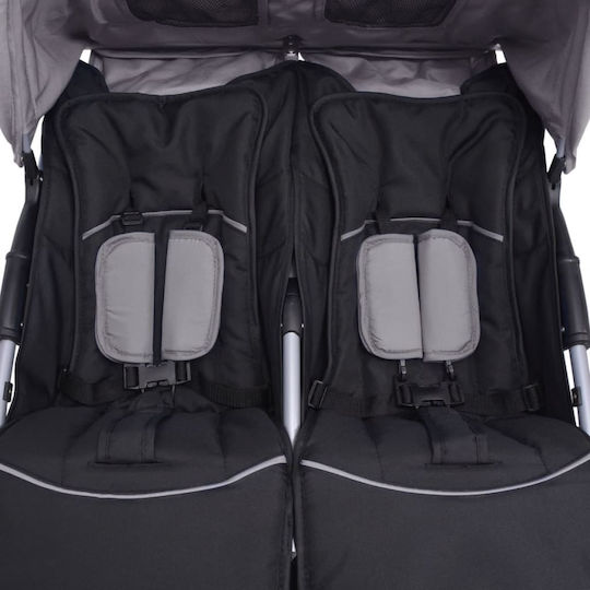 vidaXL Double Stroller Suitable from 6+ Months Grey & Black