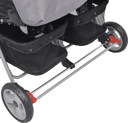 vidaXL Double Stroller Suitable from 6+ Months Grey & Black