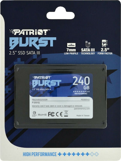 Patriot Burst SSD 240GB τύπου 2.5'' με σύνδεση SATA III PBU240GS25SSDR