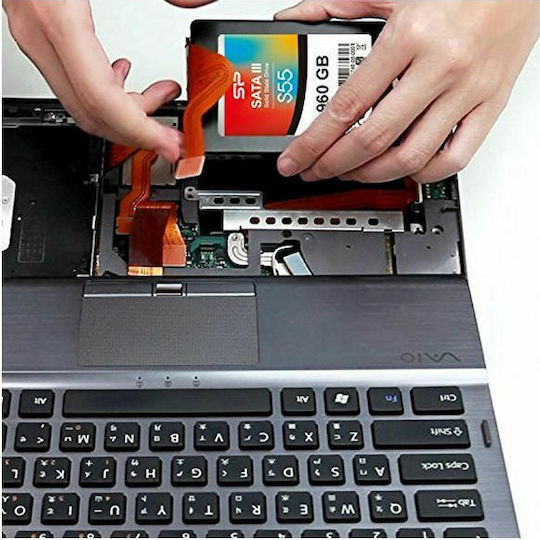 Silicon Power Slim S55 SSD 960GB τύπου 2.5'' με σύνδεση SATA III SP960GBSS3S55S25