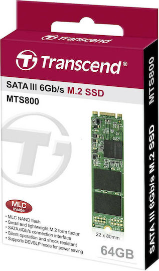 Transcend MTS800S SSD 64GB τύπου M.2 με σύνδεση SATA III TS64GMTS800S