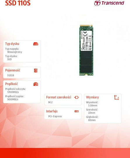 Transcend 110S SSD 512GB Tip M.2 Cu Conexiune PCI Express 3.0