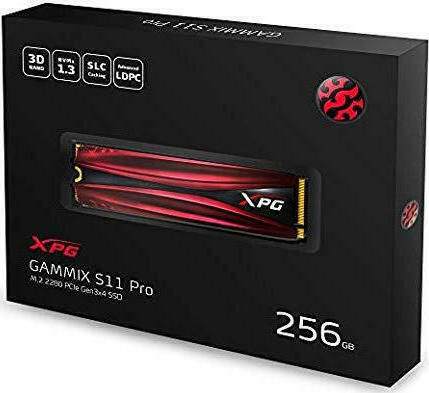 Adata XPG Gammix S11 Pro SSD 256GB τύπου M.2 με σύνδεση PCI Express 3.0 και Ψύκτρα AGAMMIXS11P-256GT-C