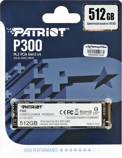 Patriot P300 SSD 512GB Тип M.2 Със Свързване PCI Express 3.0 P300P512GM28