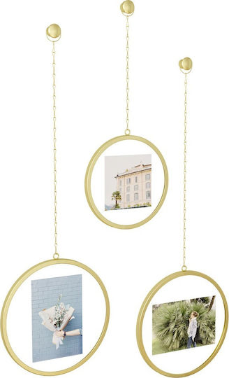 Umbra Fotochain Multi Wandmontage 3-Positionen Metallisch mit Gold Rahmen 3 Stück