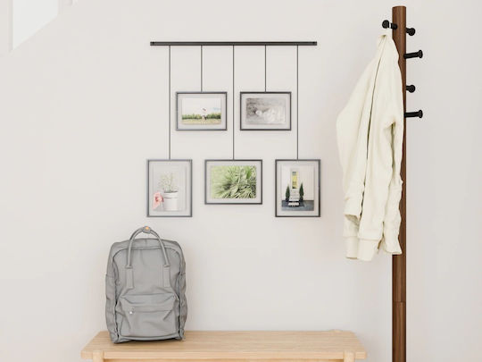 Umbra Exhibit Wall-Mounted Multi 5 Photos Metallic With Black Frame