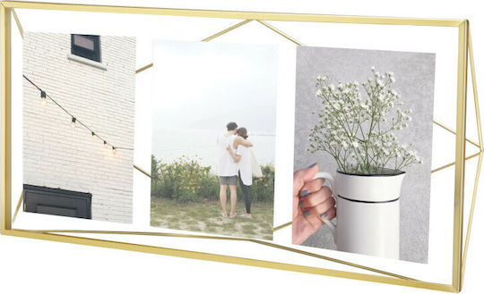 Umbra Prisma Multi Wandmontage Metallisch 3 Bilder mit Gold Rahmen Mat Bras