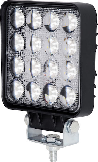 GloboStar PRO Series Τετράγωνος Αδιάβροχος Προβολέας Αυτοκινήτου LED Universal 10 - 30V 48W 10.8cm με Λευκό Φωτισμό 1τμχ