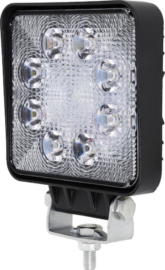 GloboStar PRO Series Квадратς Водоустойчив Фарове за кола LED Универсален 10 - 30V 24W 10.8см с Бял осветление 1бр