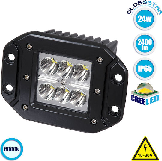 GloboStar Waterproof LED Headlight Universal 10-30V 24W 12.3cm with White Lighting 1pcs