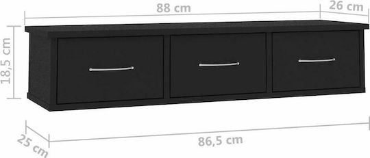Raft Perete Negru 90x26x18.5cm