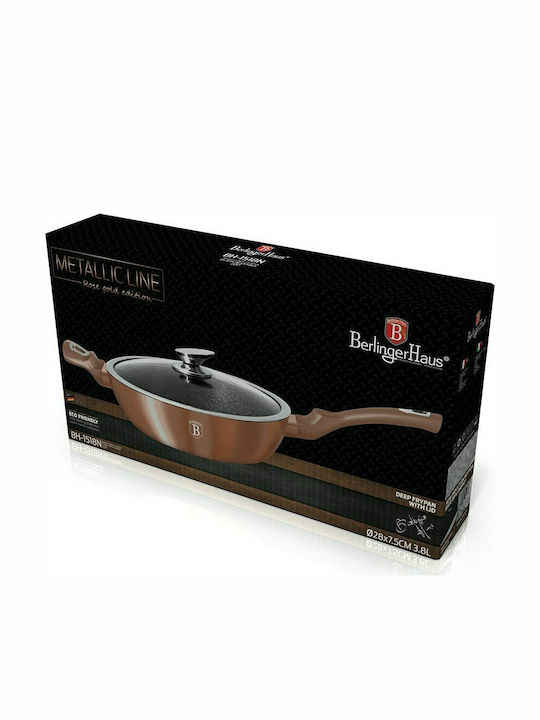 Berlinger Haus Metallic Line Pan With Lid made of Aluminum with Stone Coating Rose Gold Collection 28cm