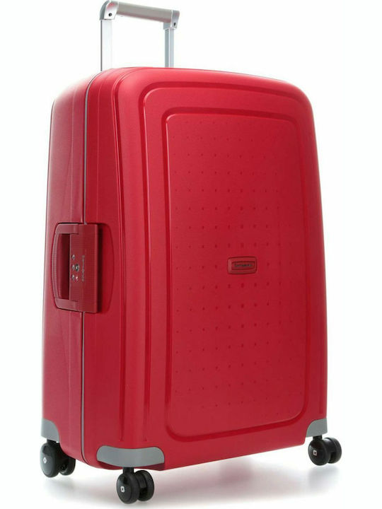 Samsonite S'cure Μεσαία Βαλίτσα Ταξιδίου Σκληρή Κόκκινη με 4 Ρόδες Ύψους 69εκ.