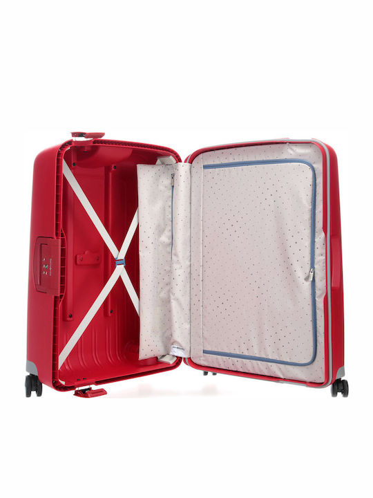 Samsonite S'cure Μεσαία Βαλίτσα Ταξιδίου Σκληρή Κόκκινη με 4 Ρόδες Ύψους 69εκ.