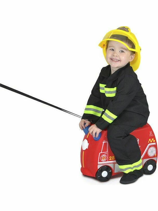 Trunki Frank the Fire Truck Παιδική Βαλίτσα Ταξιδίου Καμπίνας Σκληρή Κόκκινη με 4 Ρόδες Ύψους 31εκ.
