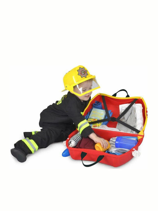 Trunki Frank the Fire Truck Παιδική Βαλίτσα Ταξιδίου Καμπίνας Σκληρή Κόκκινη με 4 Ρόδες Ύψους 31εκ.