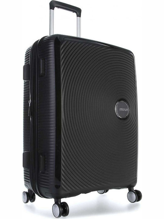 American Tourister Soundbox Spinner Expandable Medium Hard Travel Suitcase Black with 4 Wheels Height 67cm