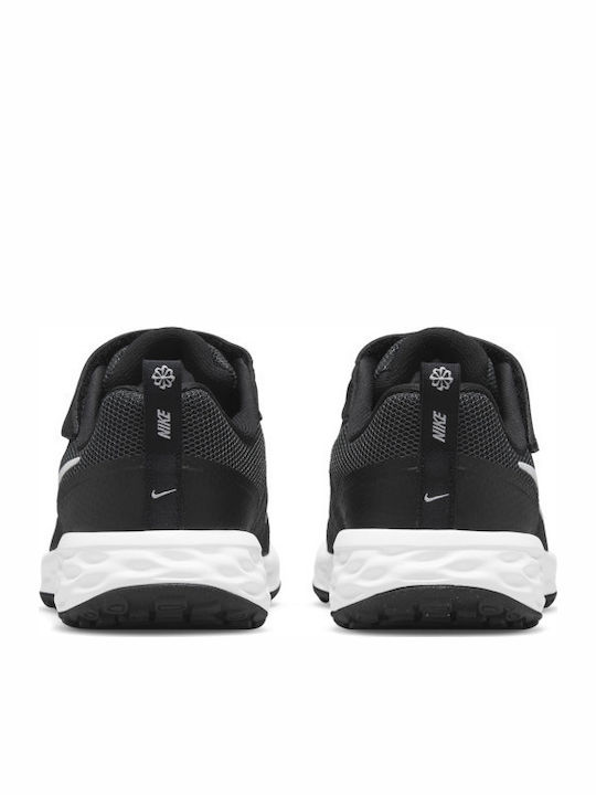 Revolution Revolution 6 Kids Sports Shoes Running with Hoop & Loop Closure Black / White / Dk Smoke Grey