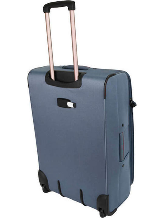 Diplomat Medium The Athens Collection Medium Fabric Travel Suitcase Blue with 2 Wheels Height 64cm