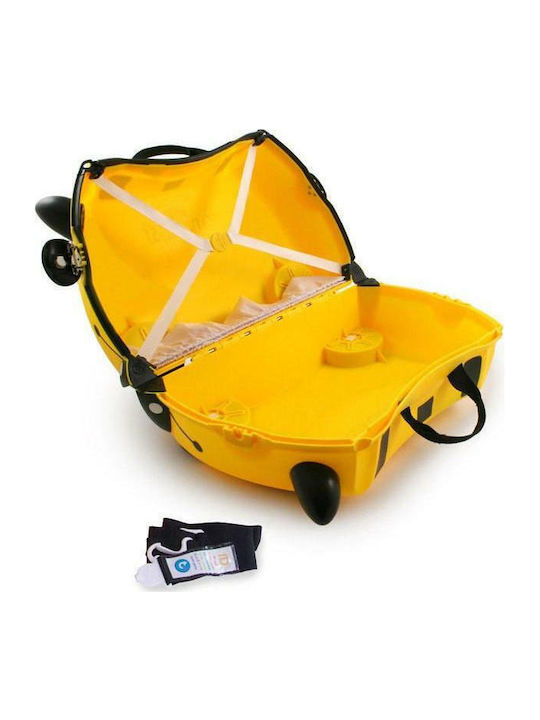 Trunki Bernard The Bee Детска Куфар За Пътуване Кабинен Твърд Жълт С 4 Колела Височина 31см