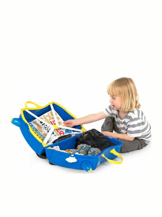 Trunki Percy Police Car Детска Куфар За Пътуване Кабинен Твърд Син С 4 Колела Височина 31см