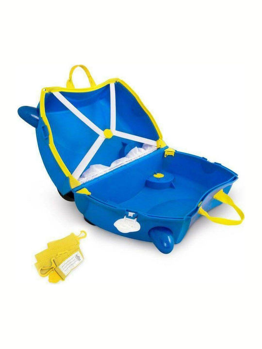Trunki Percy Police Car Детска Куфар За Пътуване Кабинен Твърд Син С 4 Колела Височина 31см
