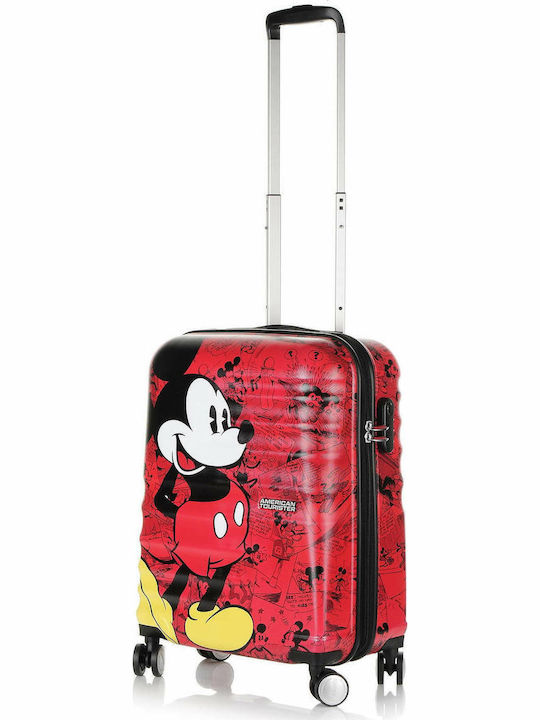 American Tourister Wavebreaker Disney Kids Cabin Hard Red Suitcase With 4 Wheels Height 55cm
