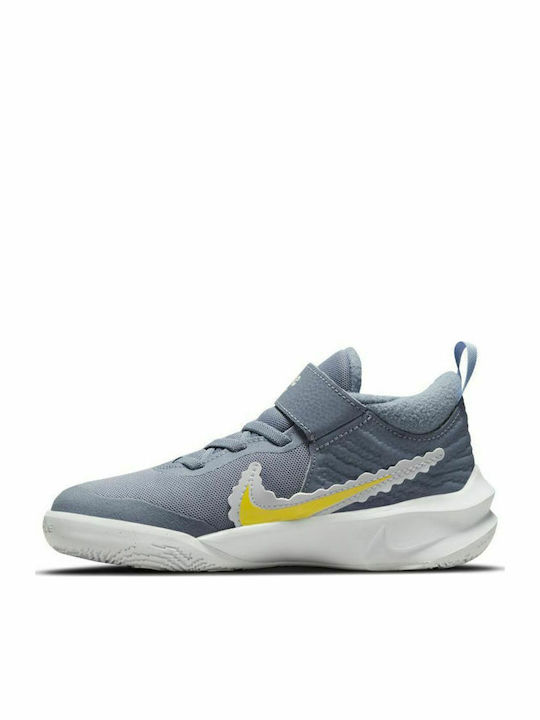 Hustle Team Hustle 10 Kids Sports Shoes Basketball with Hoop & Loop Closure Ashen Slate / Aluminum / Yellow Strike / White