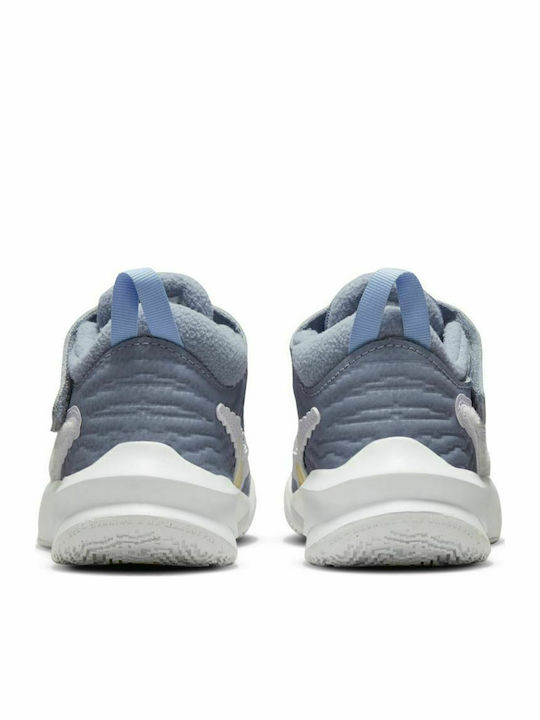 Hustle Team Hustle 10 Kids Sports Shoes Basketball with Hoop & Loop Closure Ashen Slate / Aluminum / Yellow Strike / White