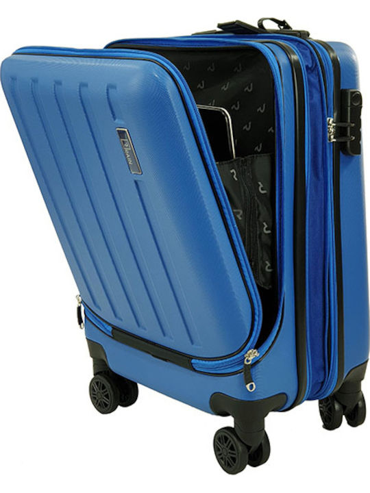 Rain Cabin Hard Blue Travel Suitcase with 4 Wheels Height 55cm